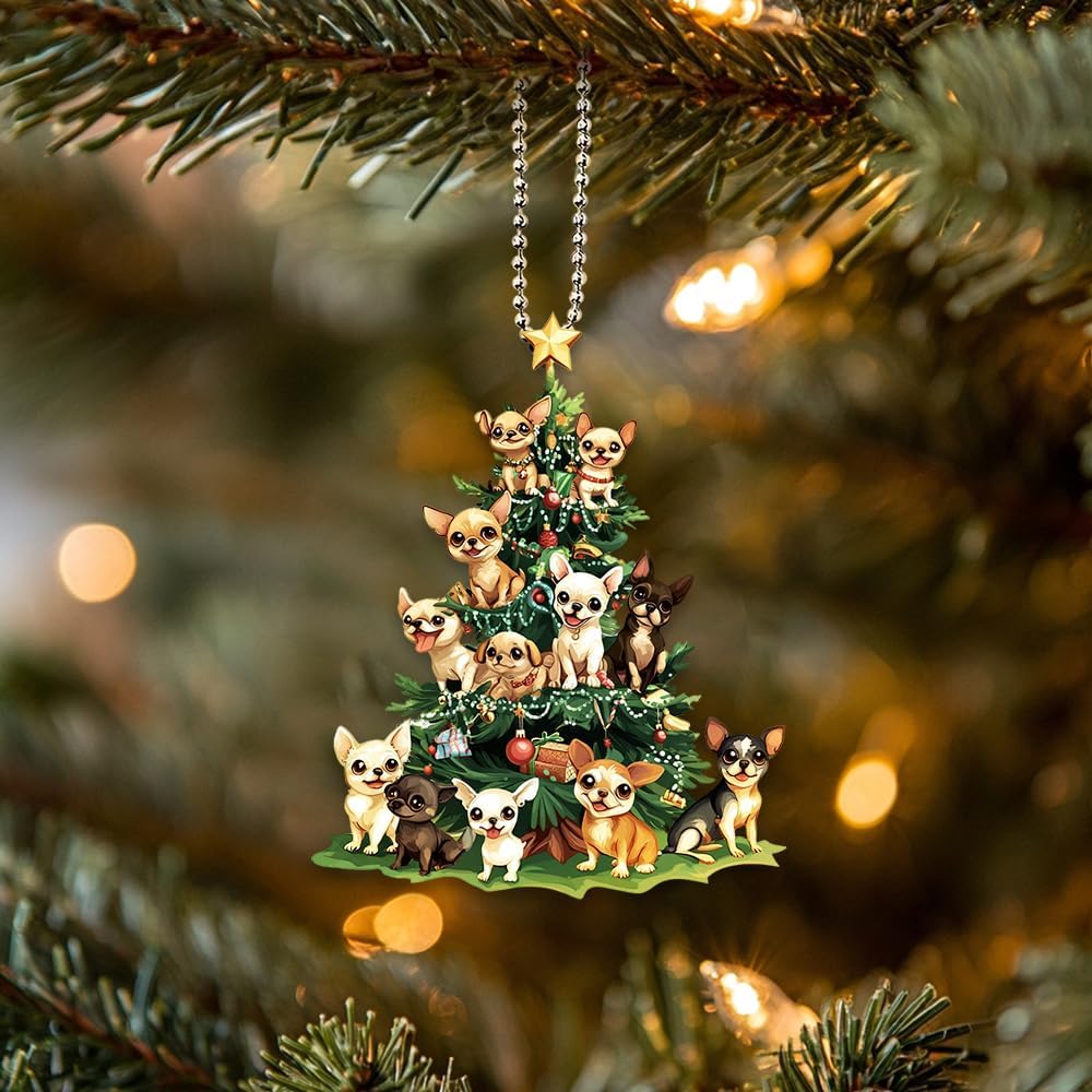 2D Flat Chihuahua Ornament, Dog Christmas Tree Ornament — free download