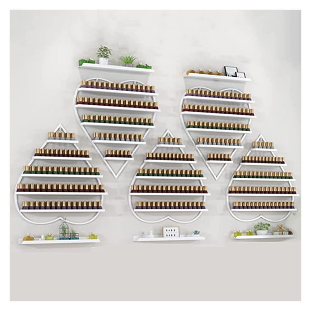 Espositore per Smalti, Porta Oli Essenziali in Metallo per Negozi di Bellezza, Organizer da Parete per Smalti, Porta Profumi, Oro - 6 Pezzi, Bianco - 10 Pezzi