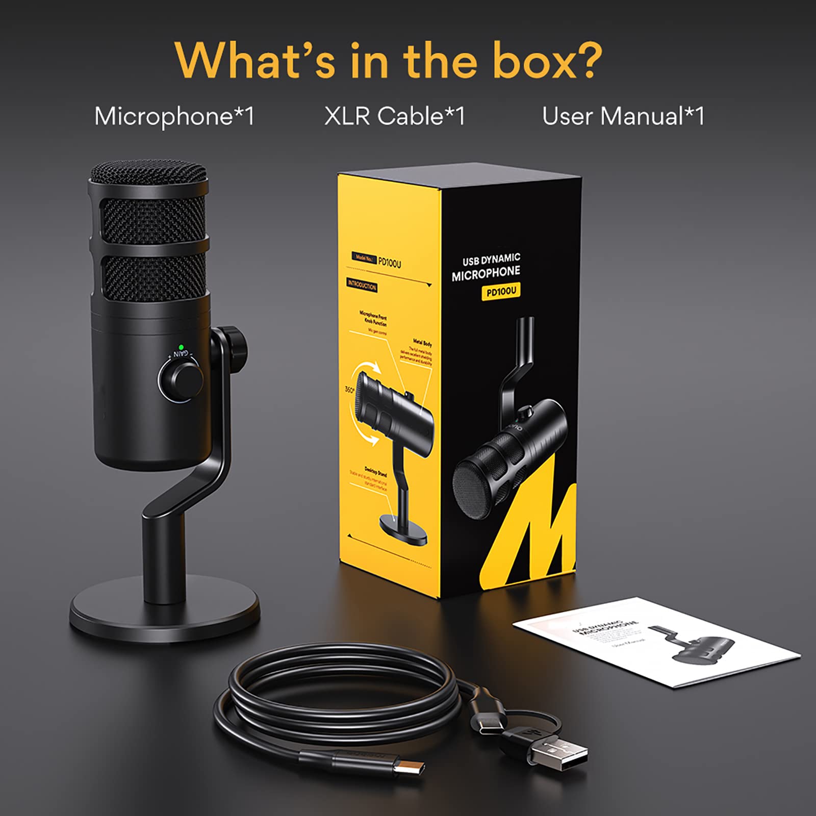Microfono USB, Microfono Cablato Per Registrazione Dal Vivo E Doppiaggio, Rete a Prova Di Pop a Doppio Strato Integrata, Adatto Per Podcasting, Streaming Multimediale E Creatori Di Contenuti