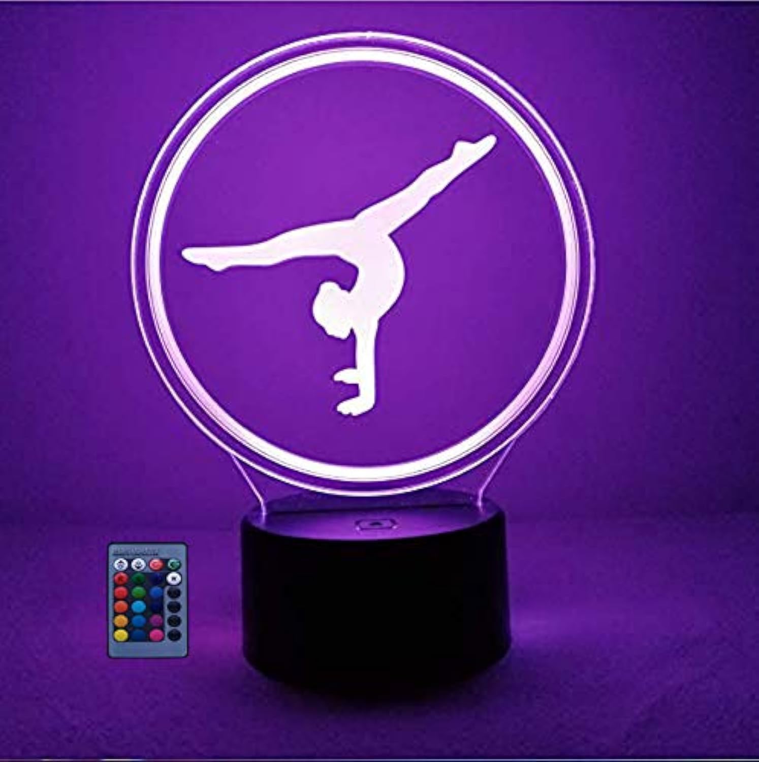 3D Artistic Gymnastics Night Light USB Powered Touch Switch Remote Control LED Decor Optical Illusion 3D Lamp 7/16 Colors Changing Brithday Room Decoration