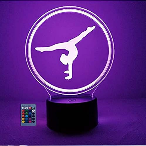 3D Artística Gimnasia Luz Nocturna Alimentada por USB Interruptor Táctil Control Remoto Decoración LED Ilusión Óptica Lámpara 3D 716 Colores