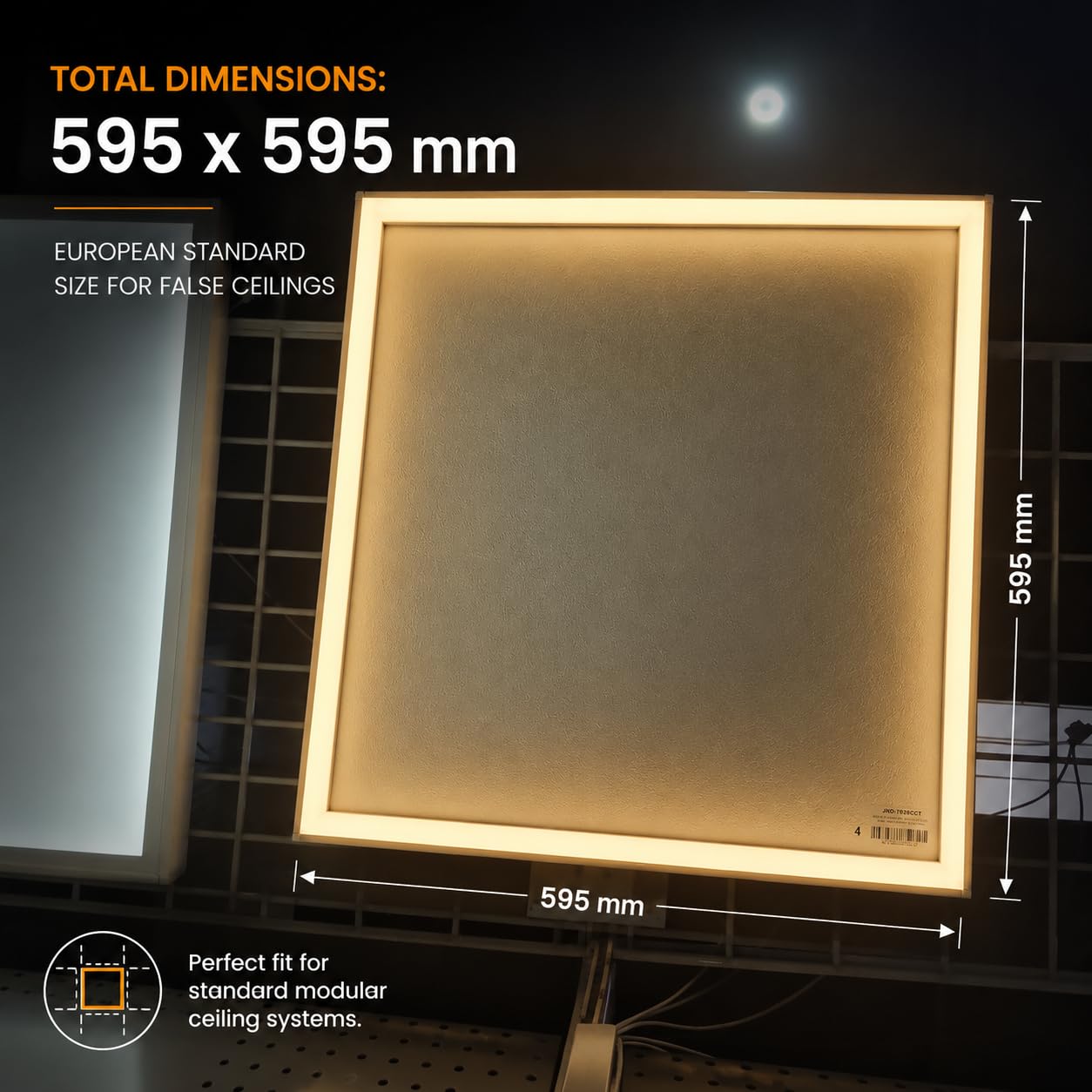 JANDEI – 2er-Pack LED-Panel 60 x 60 cm. 48-W-Lichtrahmen, 4800 lm. Zur Montage in Armstrong Moduldecken. Lebensdauer: 40.000 Stunden. Treiber im Lieferumfang Enthalten (Warmes Licht 3000 K)