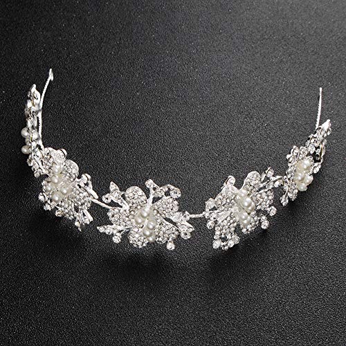 Diadema para novia con lazos, diseño de trébol de diamantes de imitación, accesorio para el pelo para niña o novia (oro).