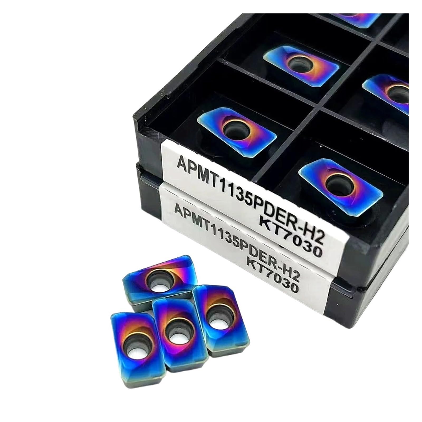 Lame pour outil de tournage en carbure indexable 10 pièces APMT1135PDER H2 M2 KT7030 outil de tournage externe outil en alliage dur bleu fraisage fraise en bout(APMT1135 H2 KT7030)