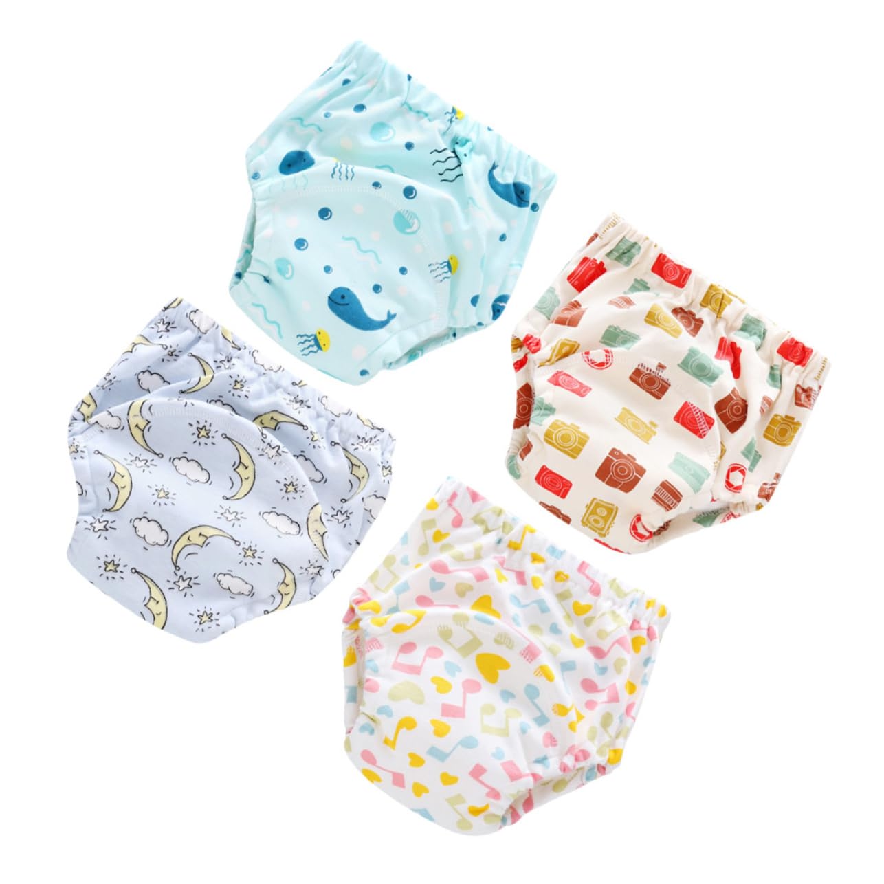 TOYANDONA 4piezas Pantalones De Entrenamiento Para Bebés Pañales Lavables De Gasa Transpirables Para Aprender Usar El Baño Paquete De Unidades Diferentes Estampados