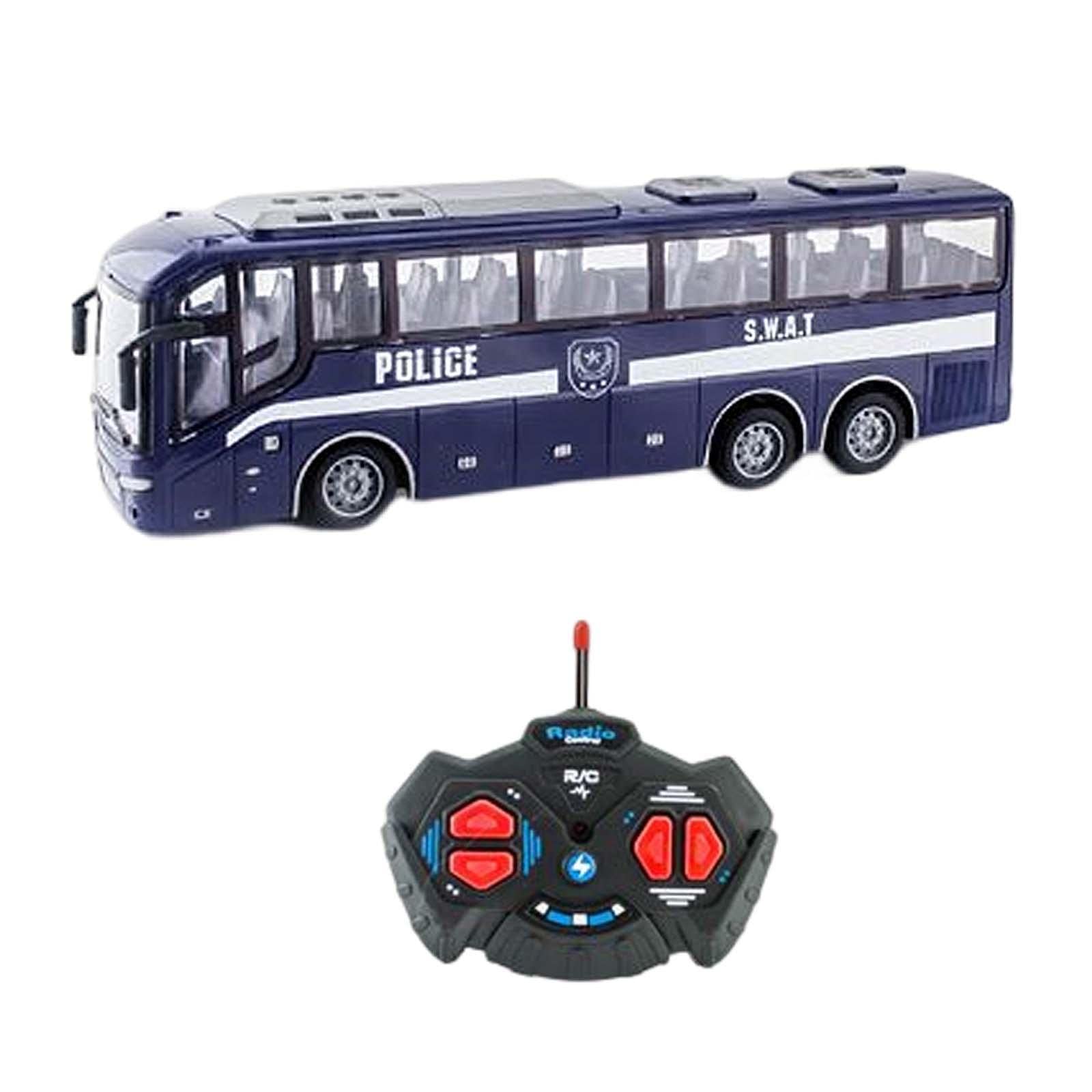 Autobús Escolar Coche de Juguete RC Modelo a Control Remoto con Luces y Ruedas Antideslizantes Trabajo Preciso y Mando Completo Adecuado para Niños, Azul