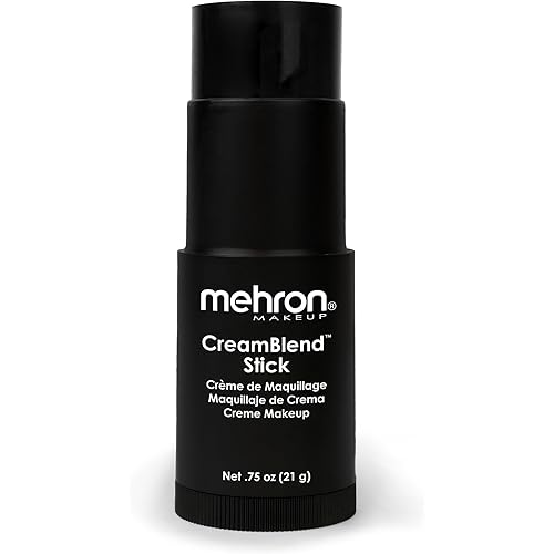 Mehron Makeup CreamBlend Stick | Face Paint, Body Paint, & Foundation Cream Makeup | Body Paint Stick Perfect for Halloween Makeup .75 oz (21 g) (Black)