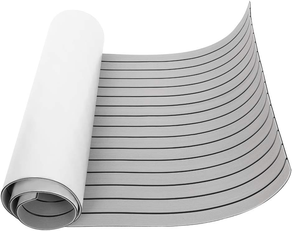 Yosooo EVA Teak Decking Sheet Boat Flooring Non-Slip Marine Flooring Mat Carpet Floor Pad Boat Decking Sheet Fit for Yacht/RV Flooring Sheets 94X35.4X0.24In (Light Gray)