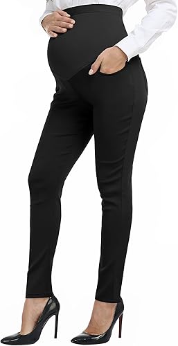 PACBREEZE Women's Maternity Work Pants Stretchy High Waist Skinny Leg Pregnancy Business Casual Dress Pants