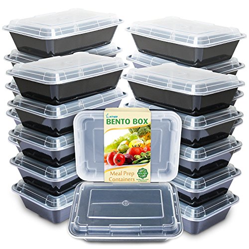 Enther Meal Prep Containers Single Lids, Food Storage Bento BPA Free | Stackable