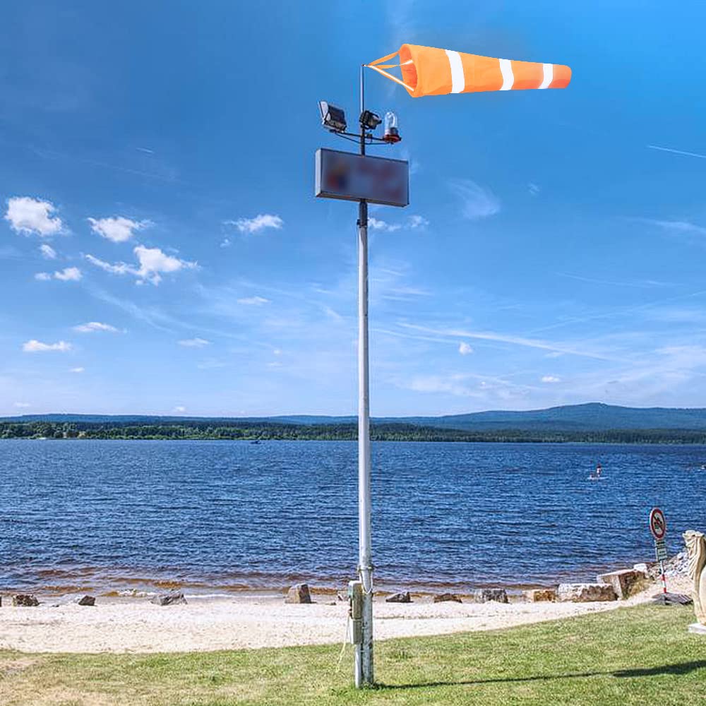 J&C Wind Socks Outdoor Hanging Heavy Duty Orange Windsock Reflective Windsocks Durable Wind Socks Patio Wind Indicator Decor for Backyard Fishing Boat Driveway Waterproof Small 16 Inches