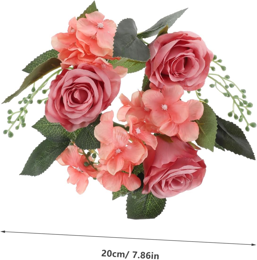 SOLUSTRE 3Pcs Artificial Rose Candle Rings Wreaths European Style Faux Floral Candle Wreaths for Wedding Party and Home Table Decor Romantic Faux Flower Rings