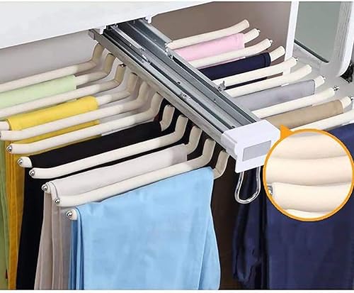 Miniatura 7 de Barra extensible extraíble para armario, soporte organizador de ropa ajustable, perchero extraíble con amortiguador, soporte extensible para
