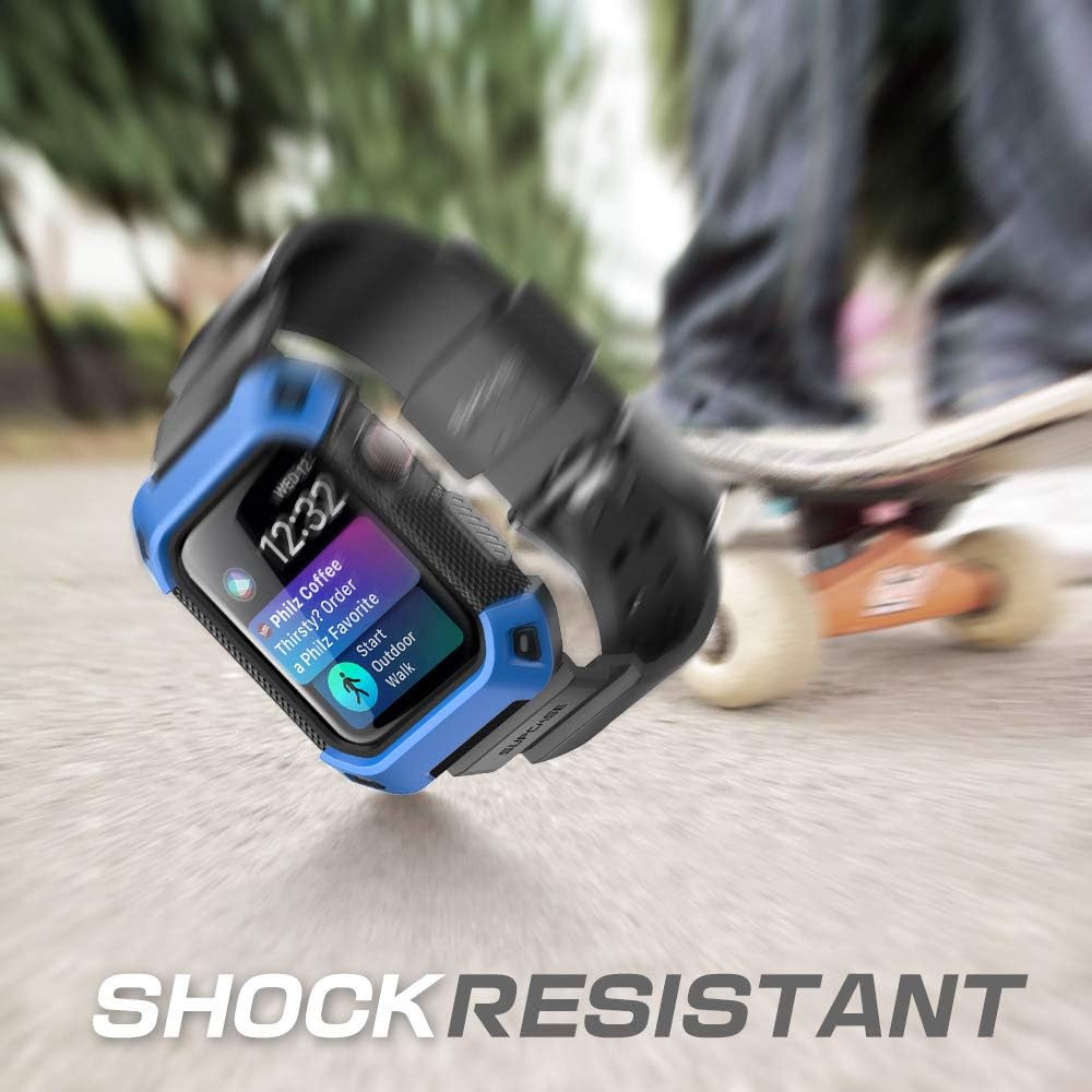 SUPCASE for Apple Watch 9/8/7/6/5/4/SE 45/44mm Case with Band (Unicorn Beetle Pro), [Anti-Scratch] [Bumper Protector] Rugged Men Cover with Adjustable Strap Band for iWatch SE 3/2/1, Blue