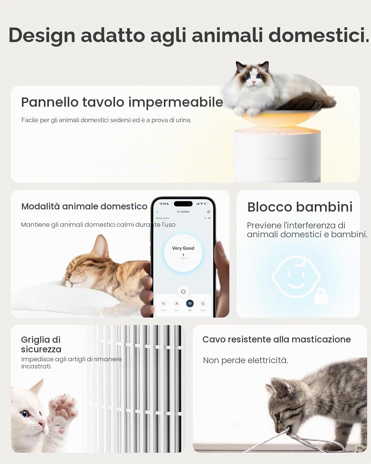 SwitchBot Filtro di ricambio per purificatore d'aria, confezione da 2, filtro per animali domestici 3 in 1 per purificatore d'aria