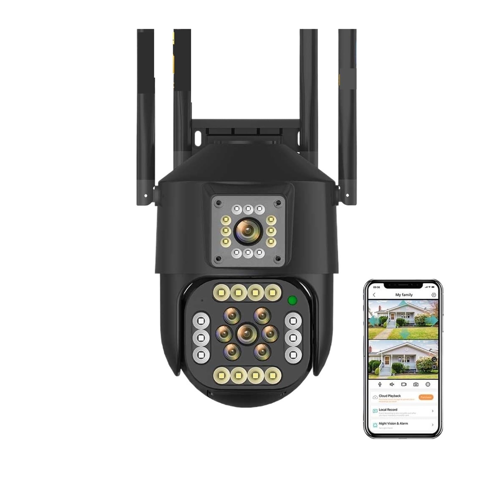 JVDDI Outdoor Wireless Security IP Camera 2K 4MP HD Dual Lens External Wifi PTZ Camera Auto Tracking Street Surveillance Camera(Camera add 32G)