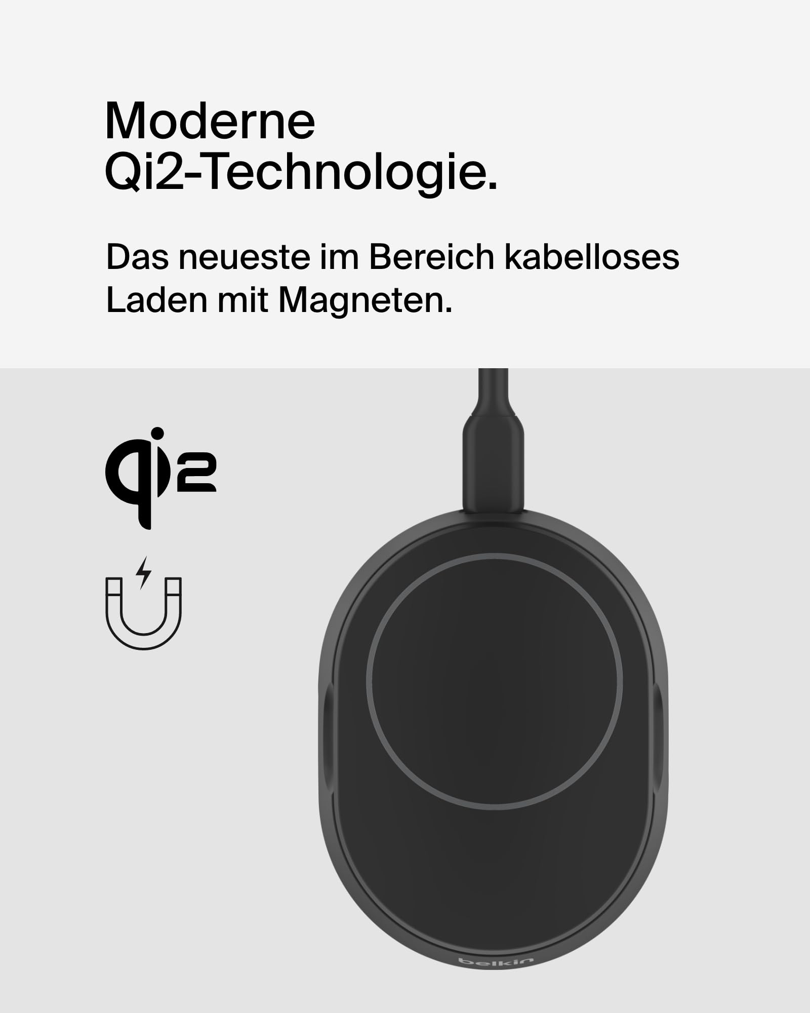 Belkin BoostCharge Pro induktive Ladestation 15W, Qi2-Ladegerät, kabelloses Ladegerät, kompatibel mit MagSafe, kabelloses Qi2-Ladestation für Apple iPhone 16/15/14/13/12, AirPods Pro – Schwarz