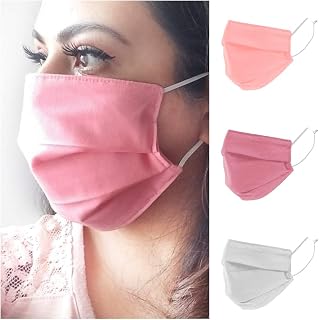 Pack of 3 Premium 3-Ply Washable & Reusable Face Mask - Comfort Fit, Adjustable, Fully Machine Washable, Dust Mask