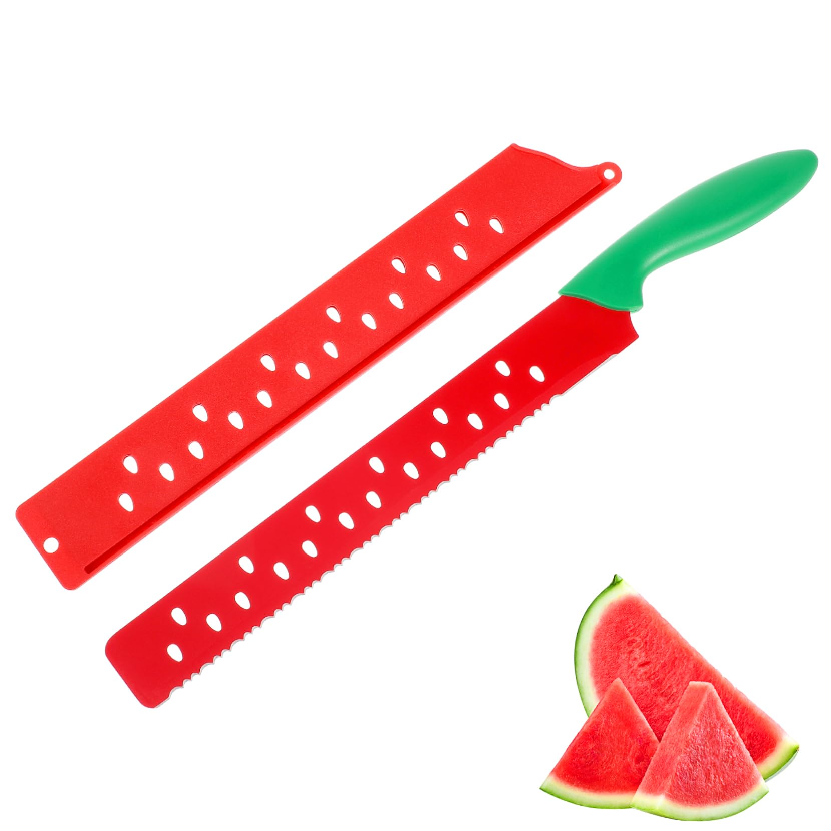 SOLUSTRE Slice Watermelon Cutter Serrated Knife Stainless Steel Watermelon Slicer Easy Clean Kitchen Tool