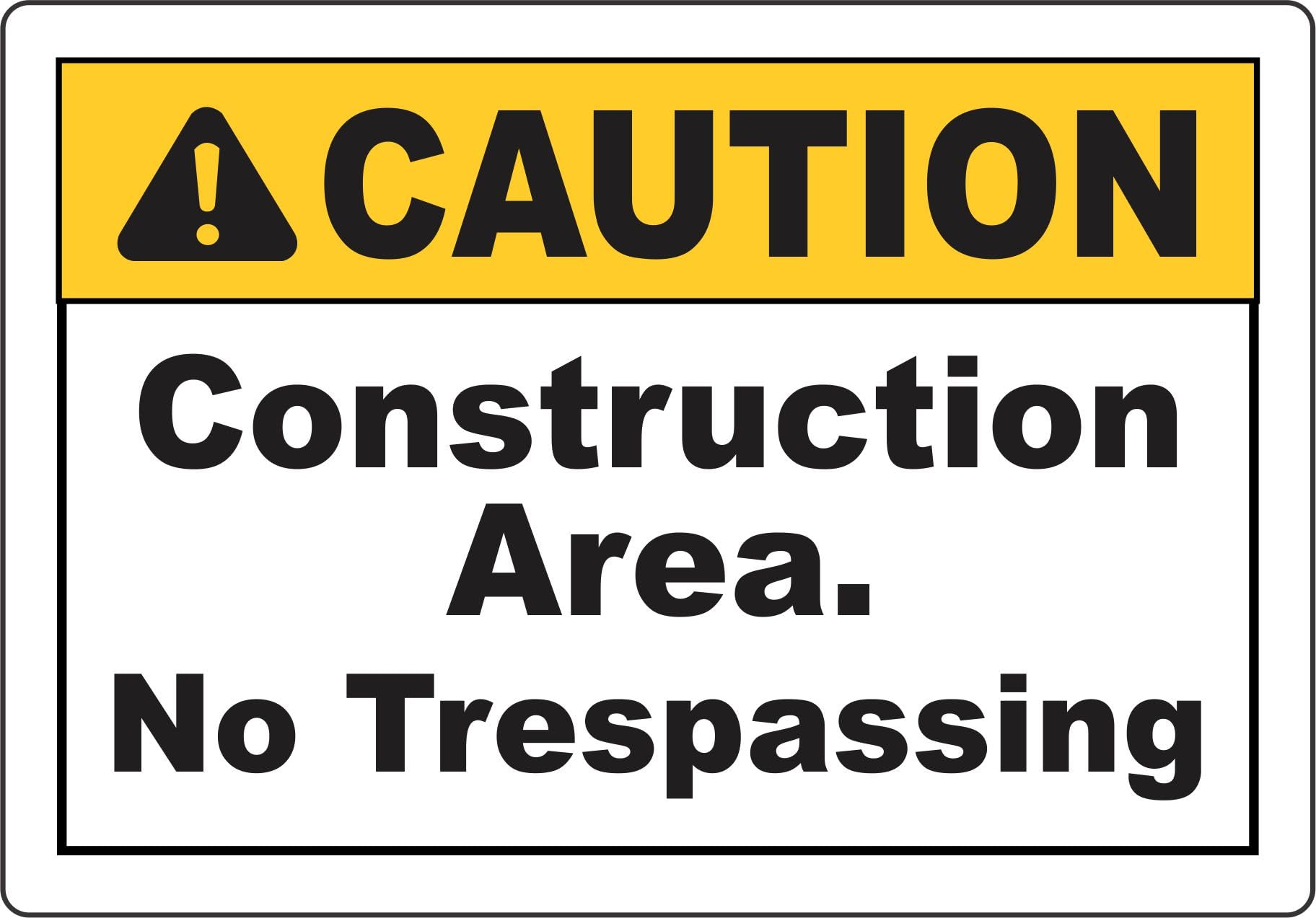 INDIGOS UG - Pegatinas - Seguridad - Advertencia - Construction Area No Trespassing Sign 254mmx177mm - Decal for Office - Oficina - Empresa - Escuela