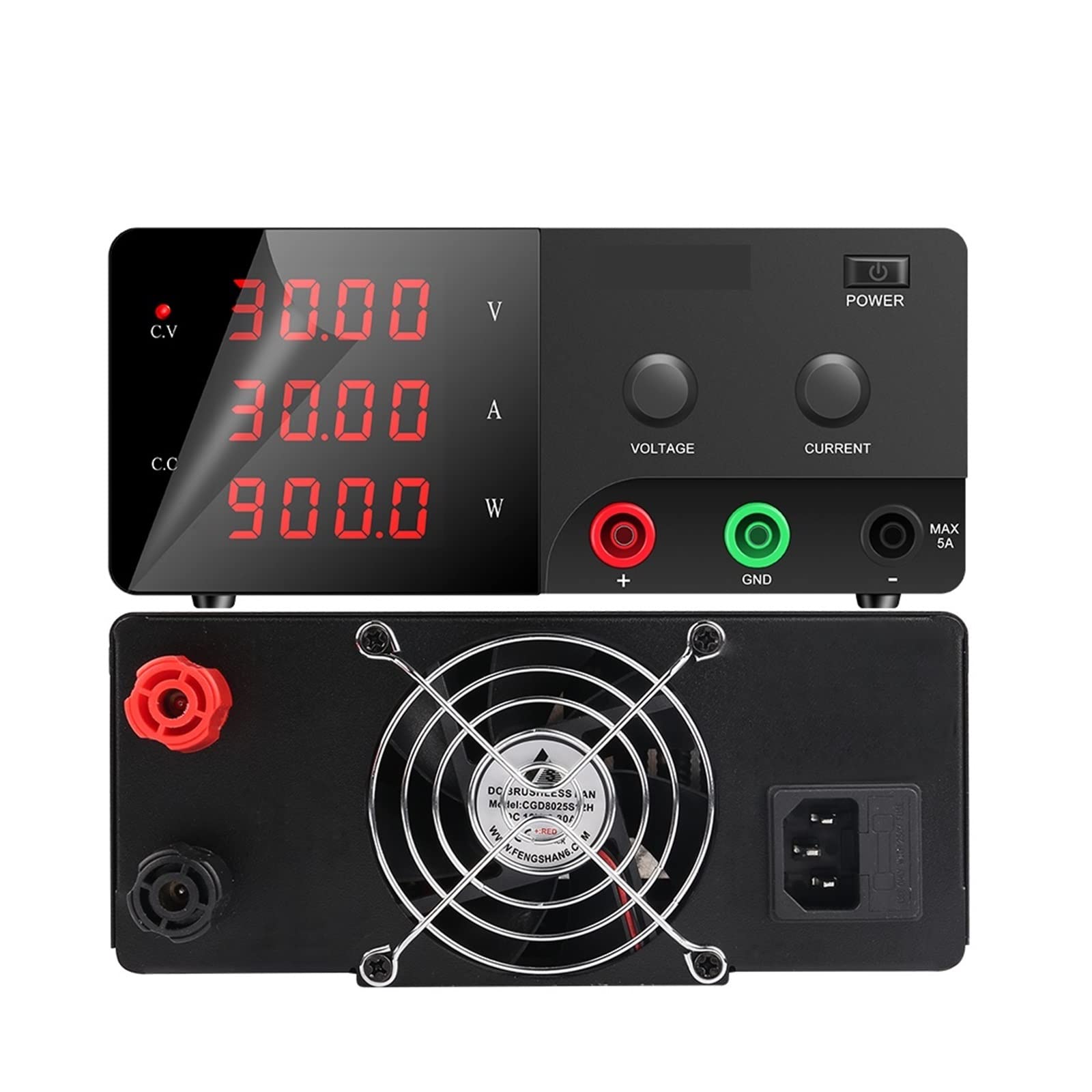 Alimentatore da Banco, 15V 60A 900W Alta Precisione Regolabile LED Commutazione Alimentatore CC Laboratorio 30V 30A 20A 100V 5A(Noir,15V 60A)