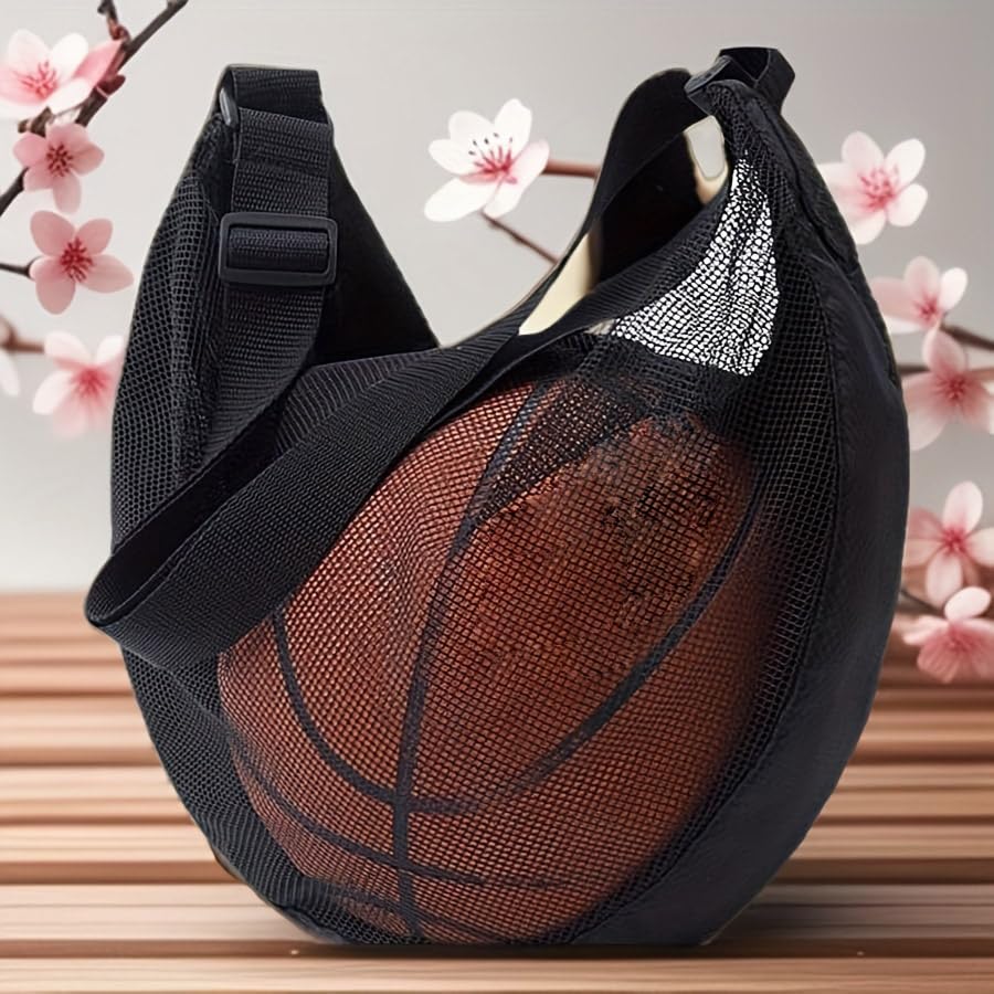 Bolsa de basquete, bolsa de armazenamento de bola de malha de grande capacidade, bolsa esportiva transversal de ombro para basquete, vôlei, treinamento, academia, uso