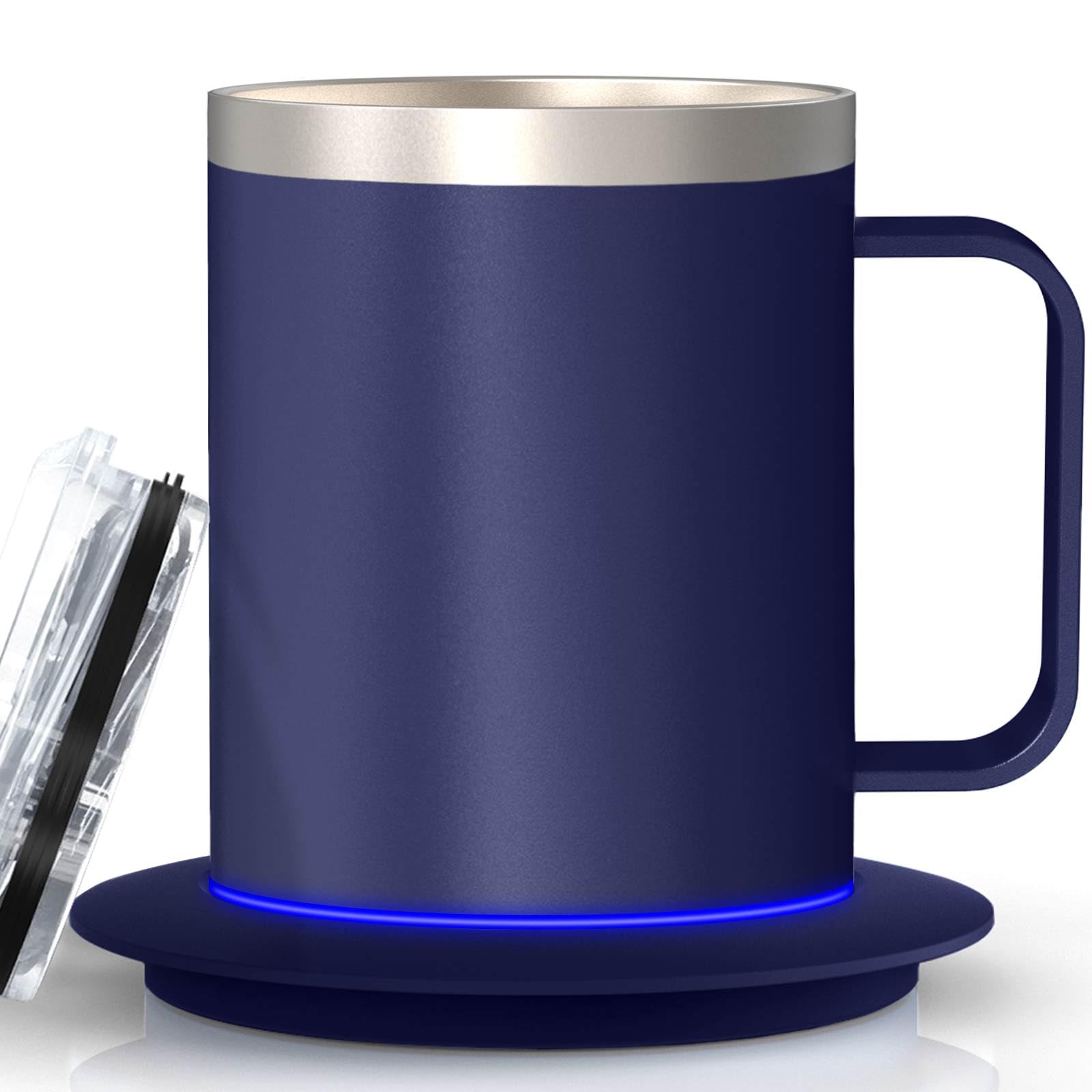 YIMUBREEZ Self Heating Coffee Mug for Desk,Heated Cup with 10Hrs Auto Shut Off, USB Powered Mug Warmer Set (12oz-Royal Blue)