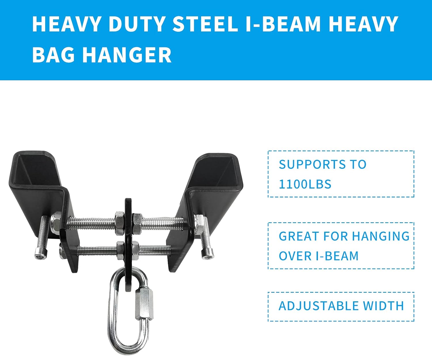 Punching Bag Hangers Heavy Duty Steel Heavy Bag Hange Brackets fit I-Beam Wood Beam Metal Beam,Max Load 1100lb : Sports & Outdoors