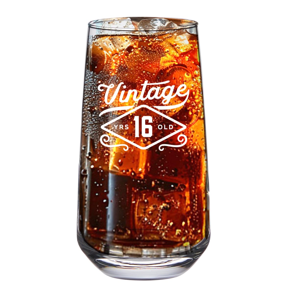 16th Birthday Gifts for Men Women Glass Mug Funny Printed with Contemporary Design Drinking Present Age 16 Year Old Gift Idea Keepsake Happy Birthday - 480ml