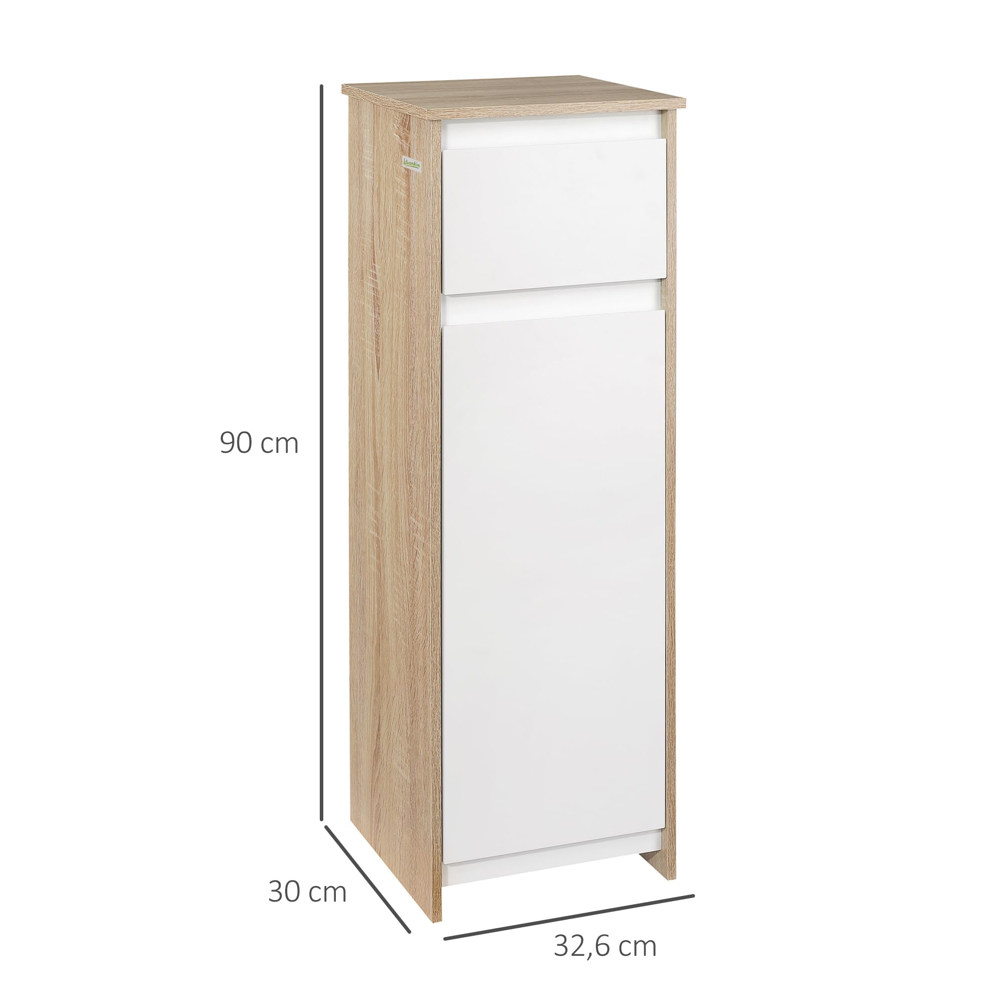kleankin Meuble de Salle de Bain 1 Tiroir 32,6x30x90 cm Bois et Blanc