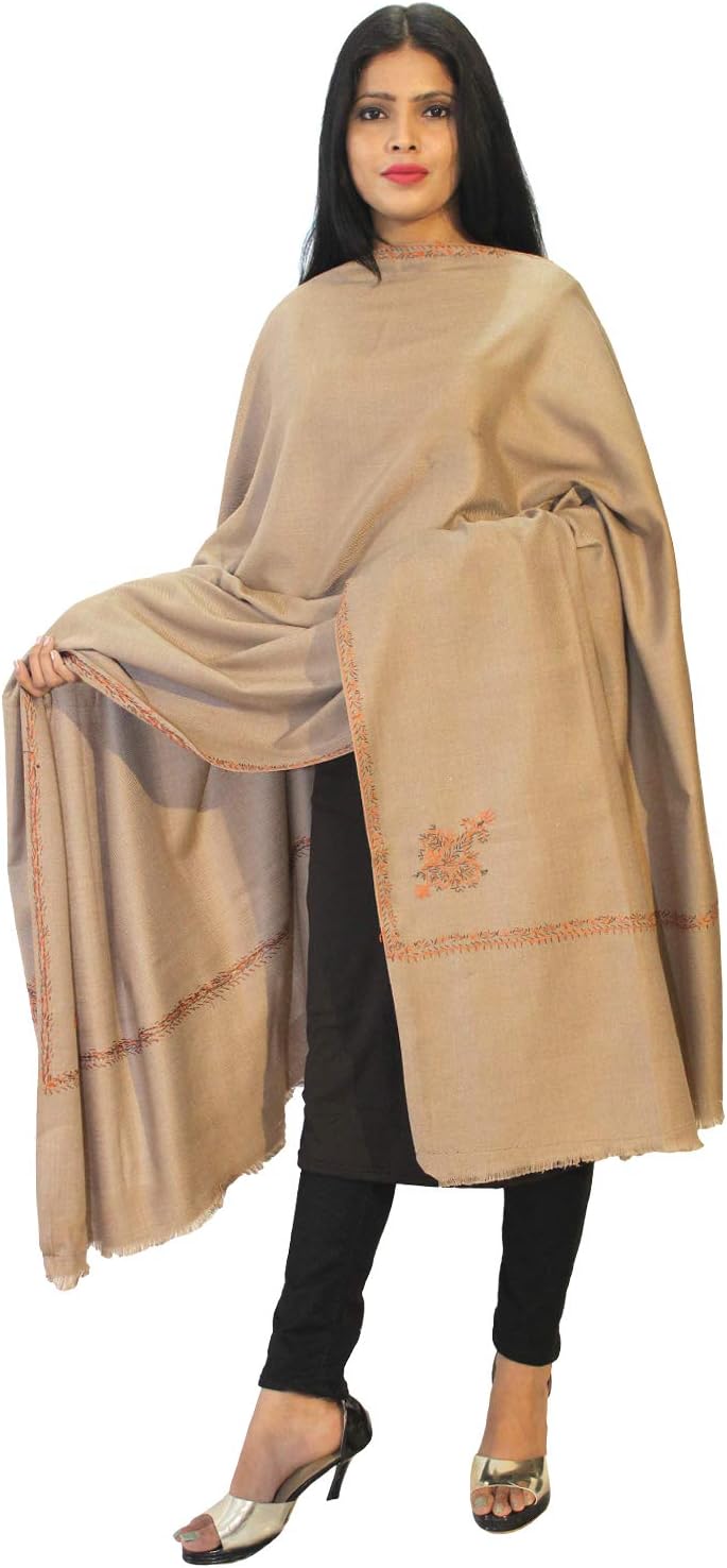 MatelcoWomen's Wool Shawl With Border Embroidery (Mepi102-Parent_Pink_40 X80 Inches)