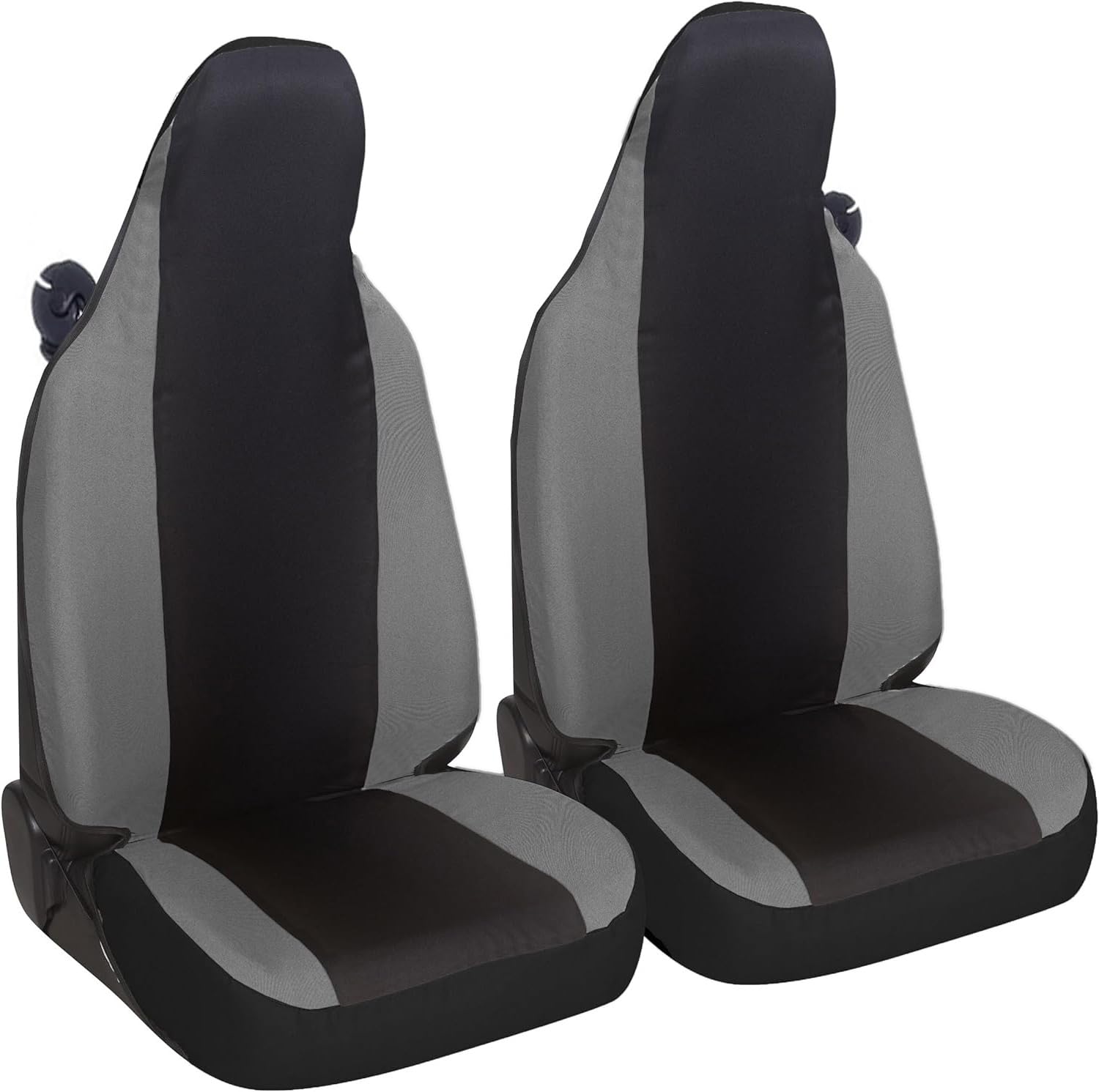 Susy Shop Coprisedili Compatibili Per Smart fortwo, W450 W451 e W453, Set 2 Fodere Anteriori, Realizzate In Tessuto Policotone (Nero/Grigio Scuro)