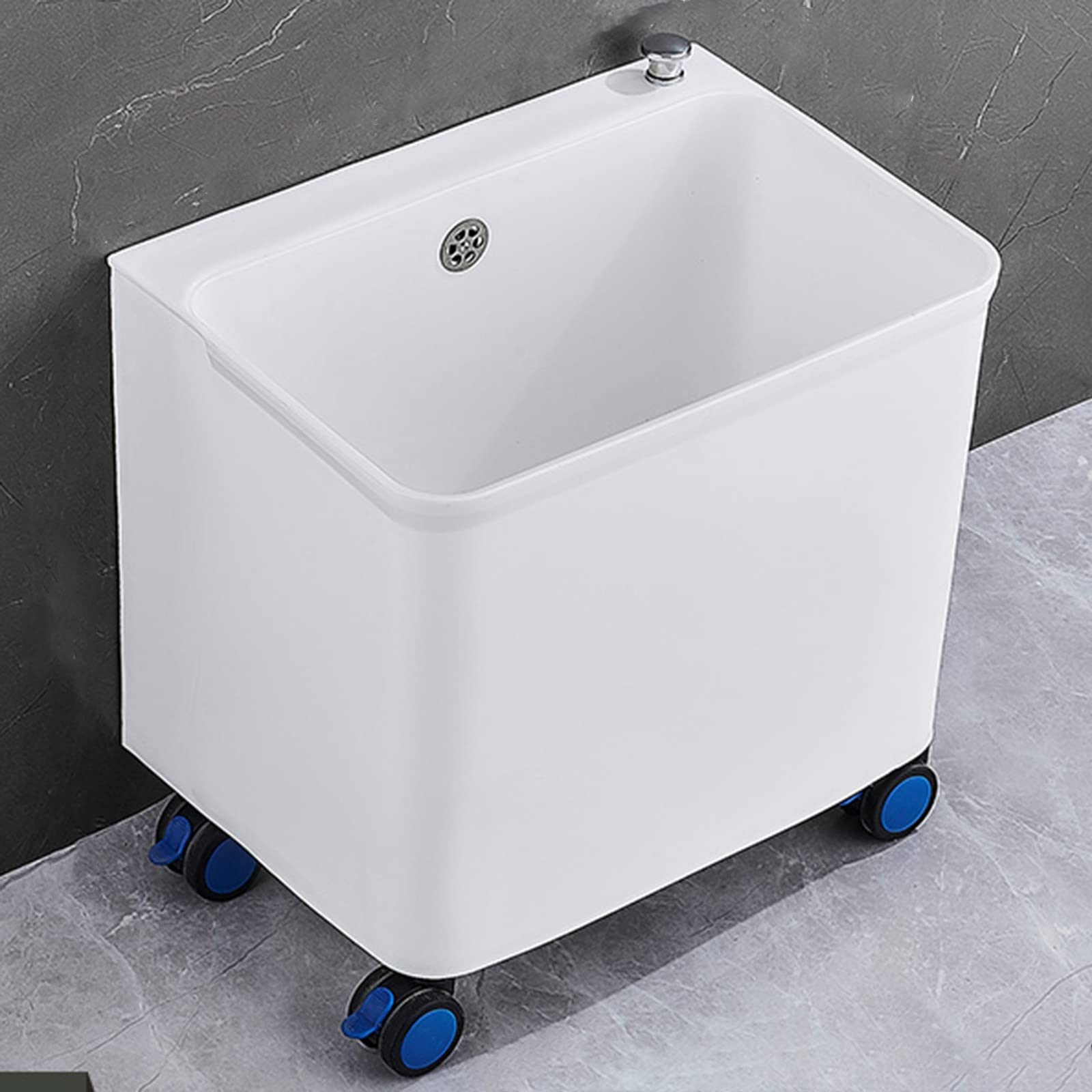 SaryEdge Mop Pool Slop Sinks,Commercial Floor Mop Sink, Free Standing Utility Sink, Multipurpose Sink, Commercial Freestanding Wash Station for Garages, Basements,White-Scroll