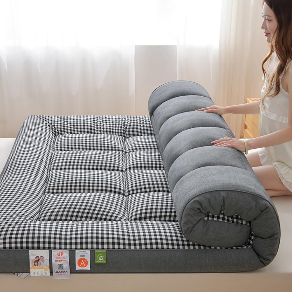 Futon Plegable Tatami Japones Colchón De Futón Engrosar Colchon Cómodo Suave Piso Portátil Cama De Invitados Colchón De Camping Tatami De Piso Respirable Colchn De Futn,Negro,120 * 200cm