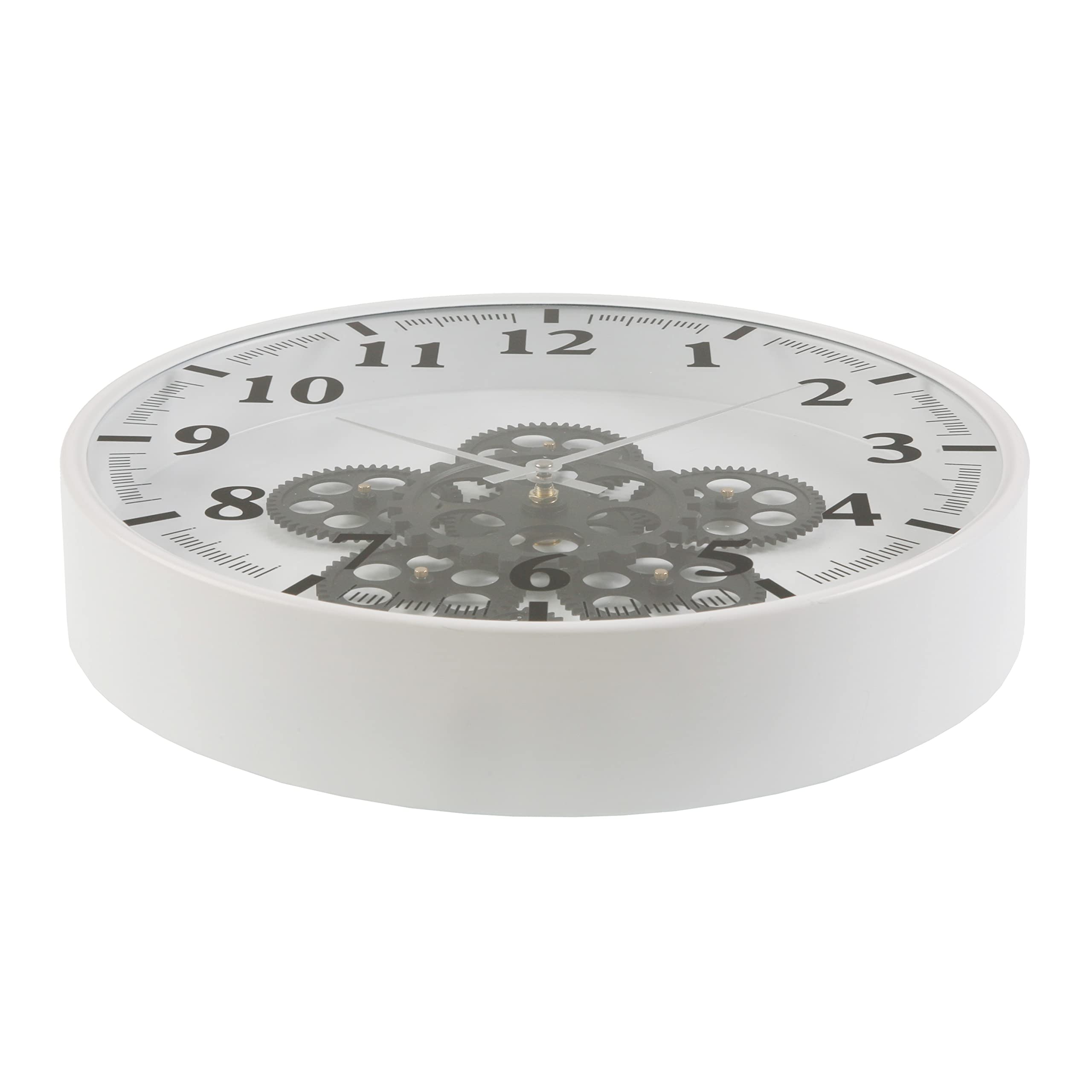Versa Mintable Horloge Murale Silencieuse pour la Cuisine, Le Salon, la Salle à Manger ou la Chambre. Pendule Murale, Dimensions (H x l x L) 36 x 6,5 x 36 cm, Bois et métal, Couleur Blanc