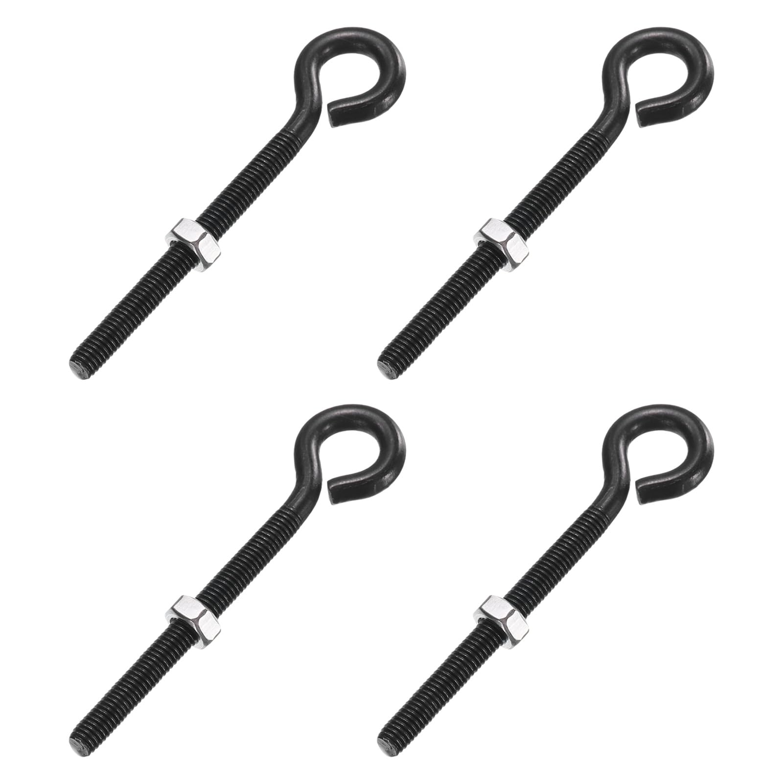 sourcing map 4 Pack Eye Bolts, M5 x 60mm 304 Stainless Steel Threaded EyeBolt Black Eye Hooks with Nut for Hanging or Securing Cables