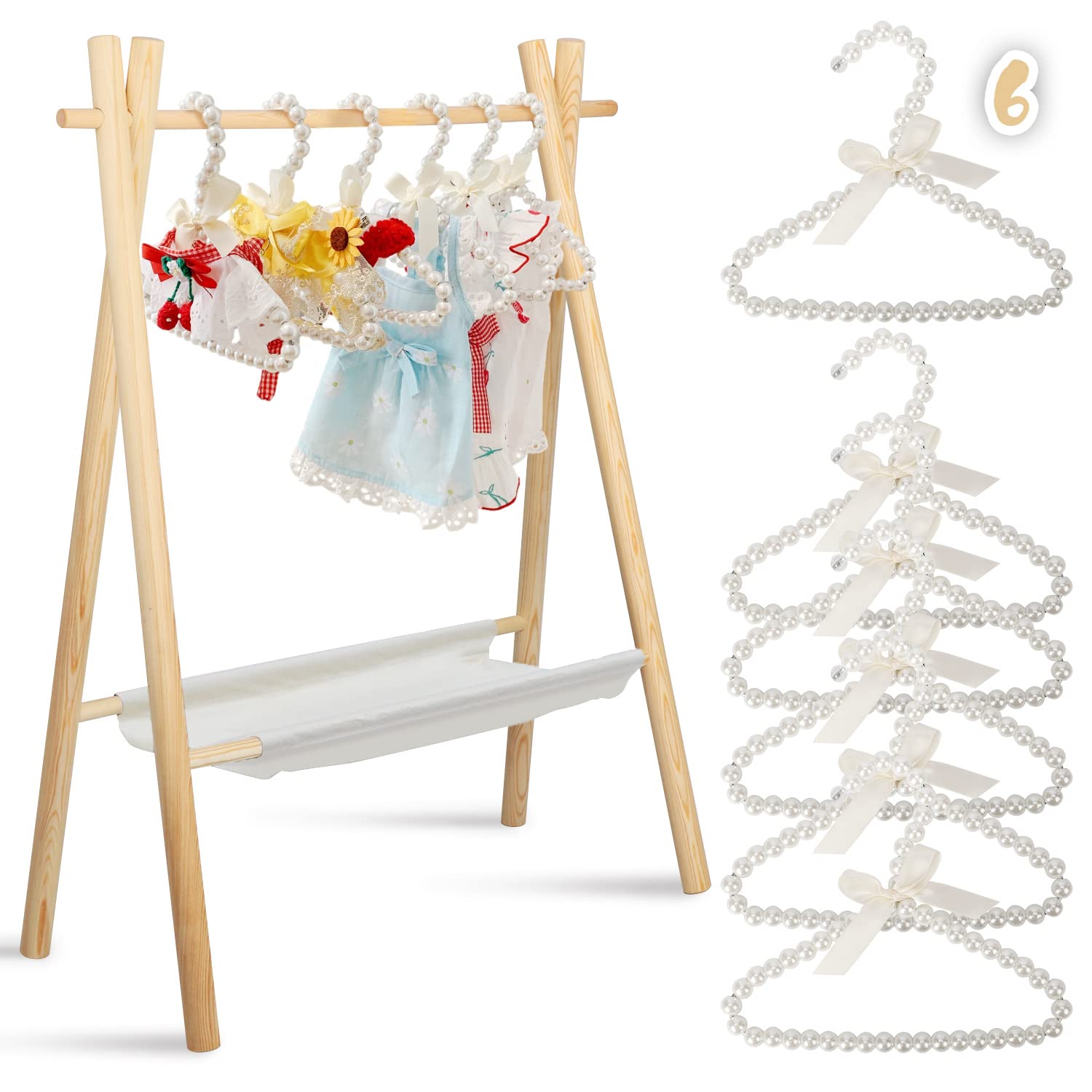 Amazon|aleawol ペット用ハンガーラック 木製 パールハンガー6本付き