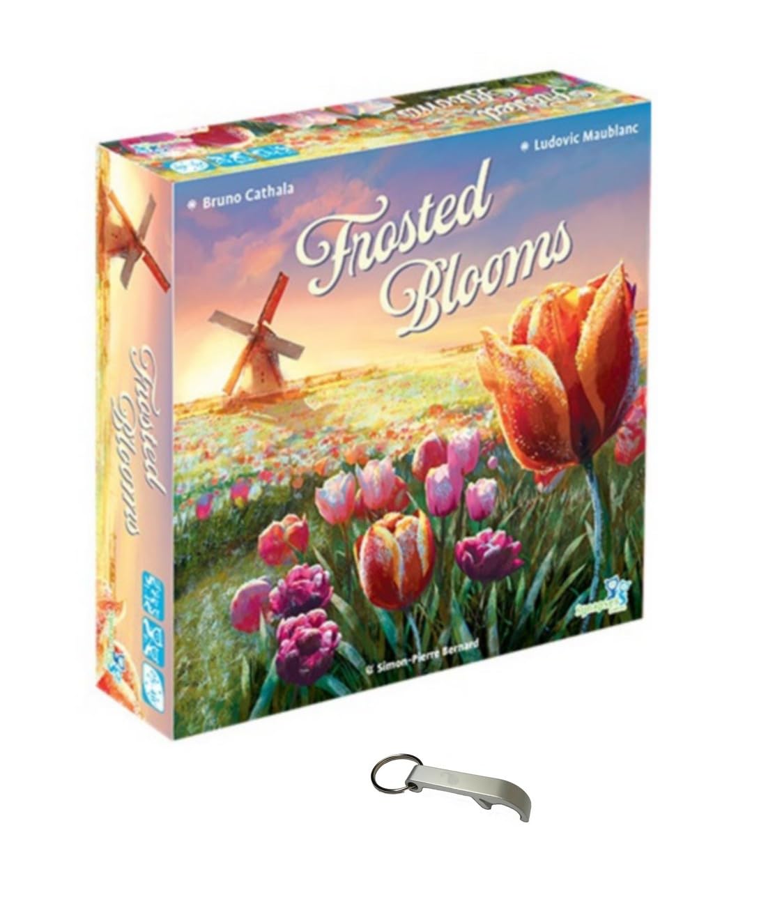 Zestaw Frosted Blooms wersja francuska gra planszowa z otwieraczem do butelek Blumie - dla 2 do 4 graczy - od 8 lat - gra strategiczna i umieszczanie płytek