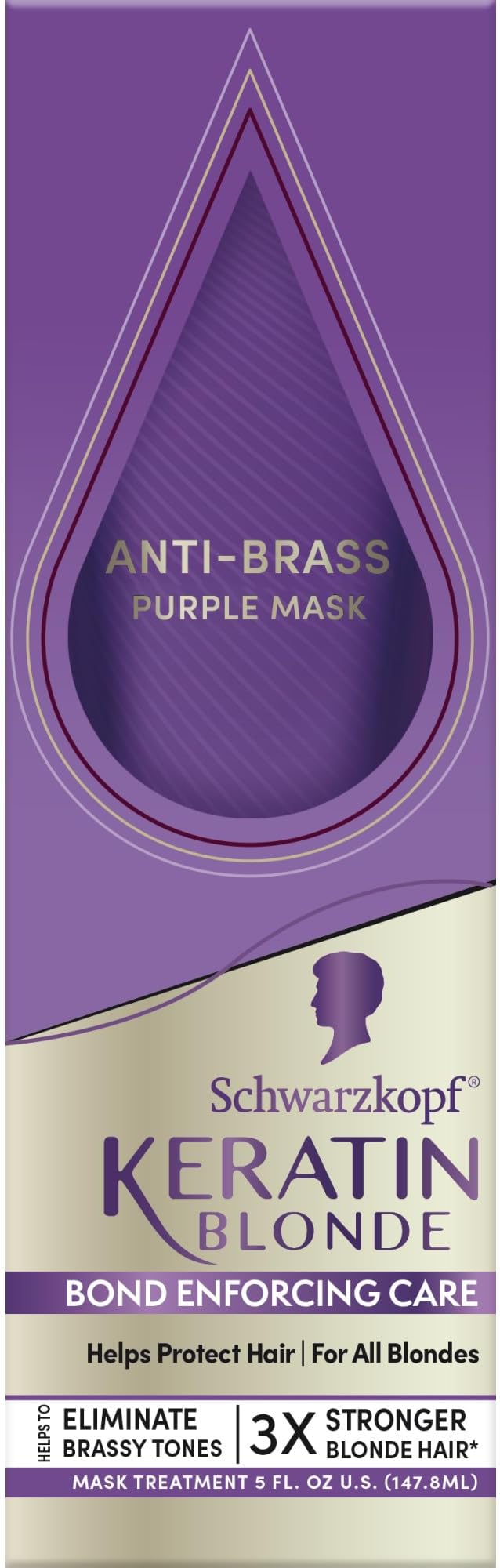 Keratin Blonde Anti-Brass Purple Mask, 5 fl oz, Helps Strengthen Hair, Bond Enforcing Care, Tones Brassiness & Yellow Tones, Adds Hydration, For Bleached, Highlighted & Blonde Hair Types