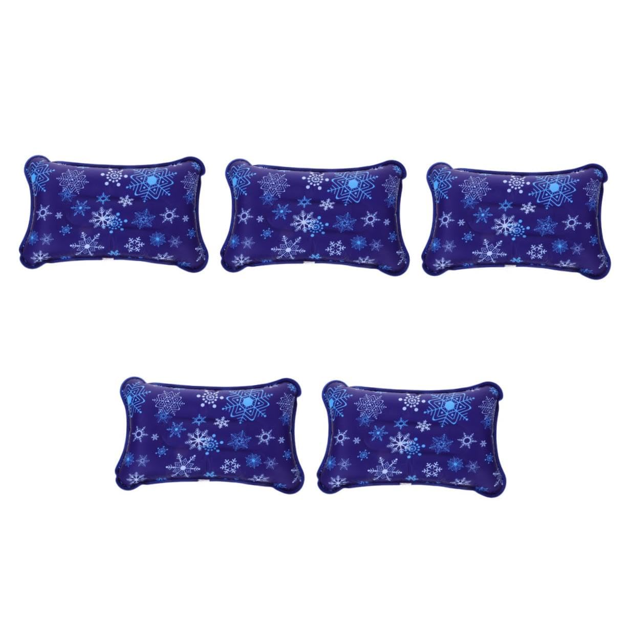 Ciieeo 5 Pièces Oreiller été Auto et Rempli Eau Oreiller Rafraîchissant Polyvalent et pour Camping Extérieur et Sieste Adulte Bleu Foncé Motif Flocon
