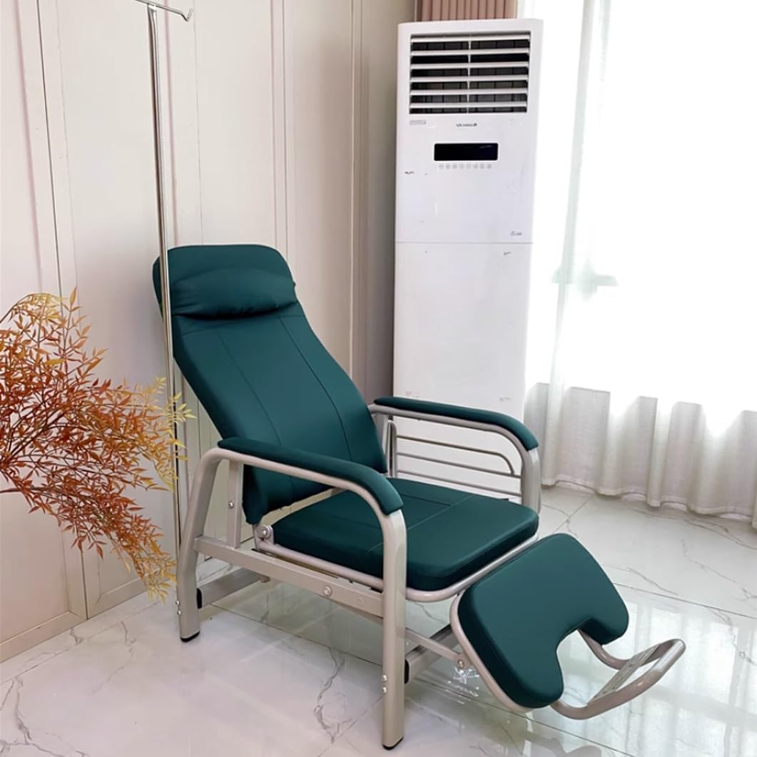 YVYKFZD Phlebotomy Chair Single Infusion Chair, Leather Medical Chairs with Arms and IV Pole Stand, Adjustable Waiting Room Chairs Reception Seating, for Lobby Clinics(Sky Blue)