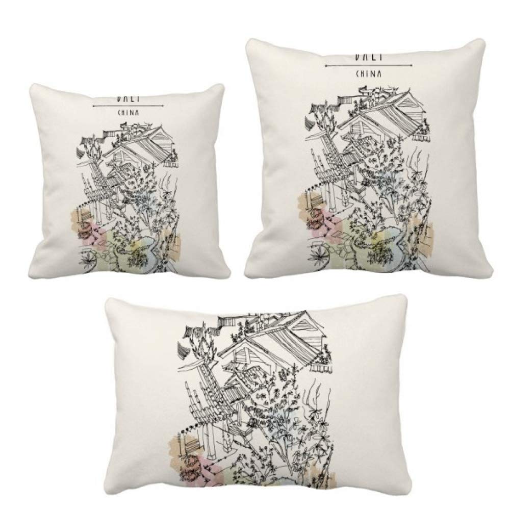 Coussin décoration maison motif architecture Chine
