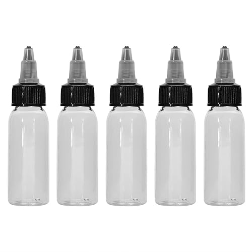 Botella de tinta de tatuaje, botellas de plástico de 1.0 fl oz con tapa giratoria blanca vacía de pigmento de tinta de tatuaje, maquillaje botella