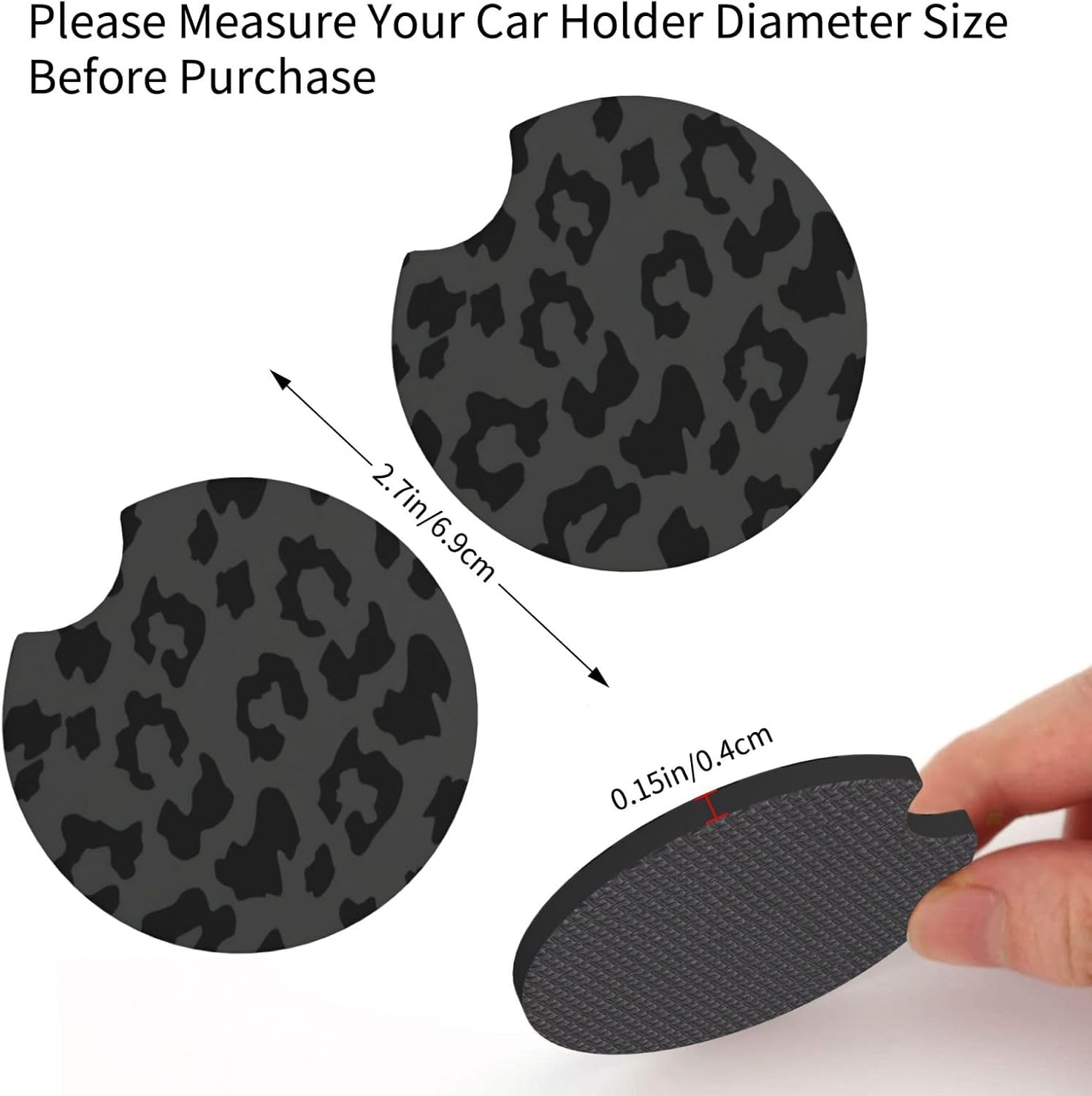 Black Leopard Print Steering Wheel Cover - Black Leopard Print Cheetah Steering Wheel Car Universal 15 Inch Steering Wheel Cover Women Men Includes 2 Cup Coasters Wheel Cover Protector