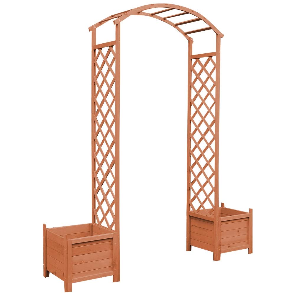 Melko Arche de Rose Grimpante Brune Pot de Fleurs Arche de Treillis Pergola en Bois