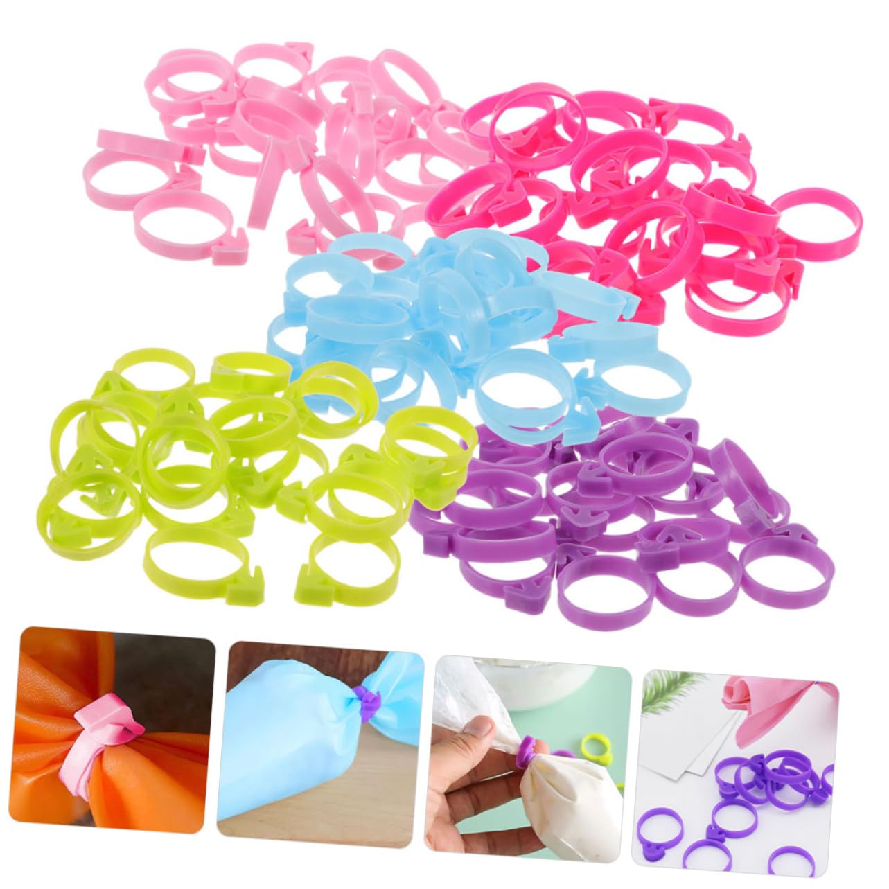 Amosfun 5 Juegos De Bridas De Silicona Versátiles para Manga Pastelera Anillos De Sellado Bridas De Fijación para Hornear Accesorios Decorativos De Cocina 50 Unidades X 5
