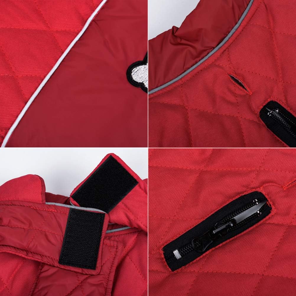TFENG Reflective Dog Jacket Reversible Dog Coat Warm Padded Puffer Dog Vest Puppy Jacket Red XL