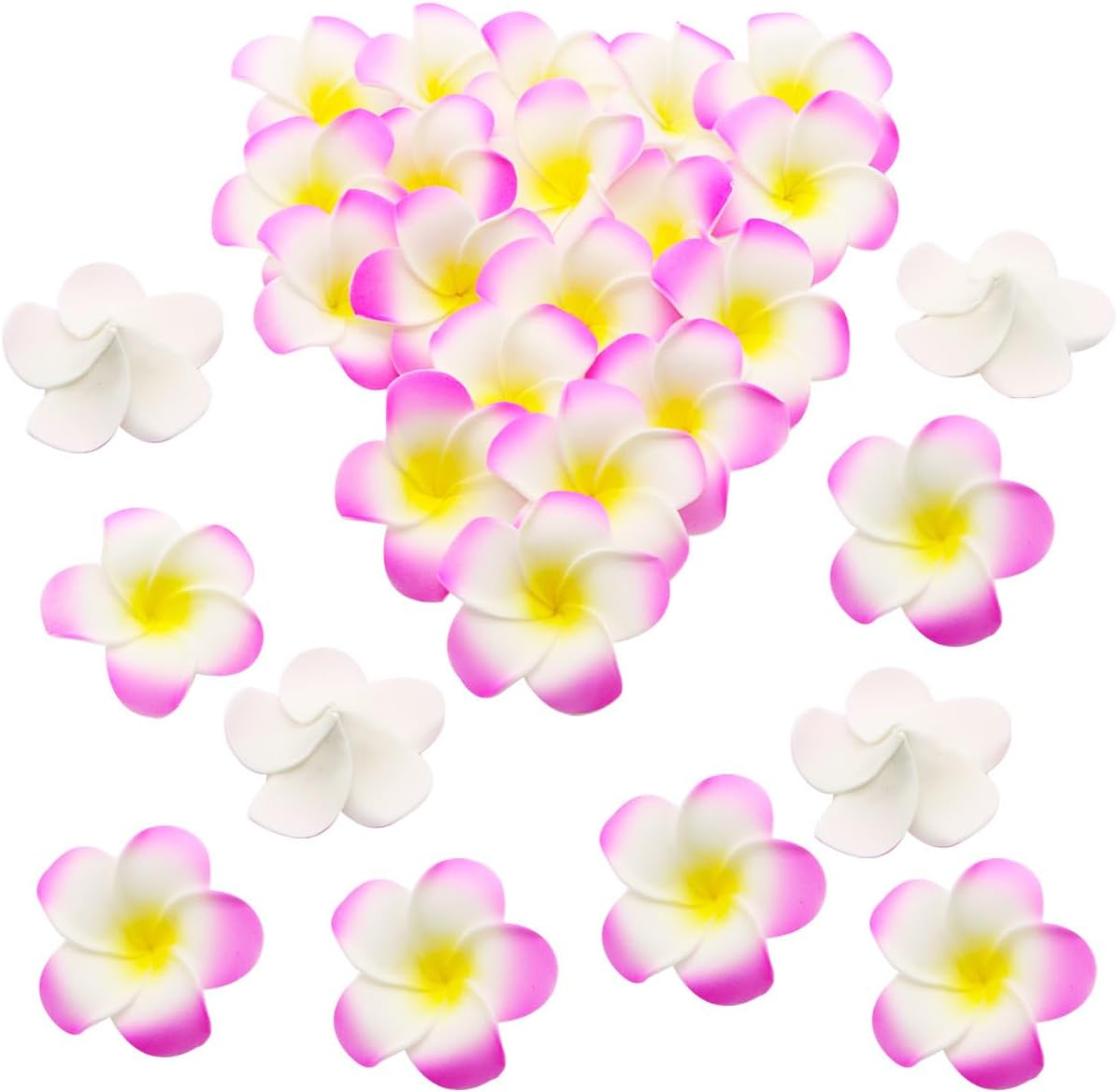 FZBNSRKO 100 Pcs Hawaiian Foam Artificial Plumeria Rubra Hawaiian Flower Petals for Wedding Party Decoration,Diameter 3.2inch,Green