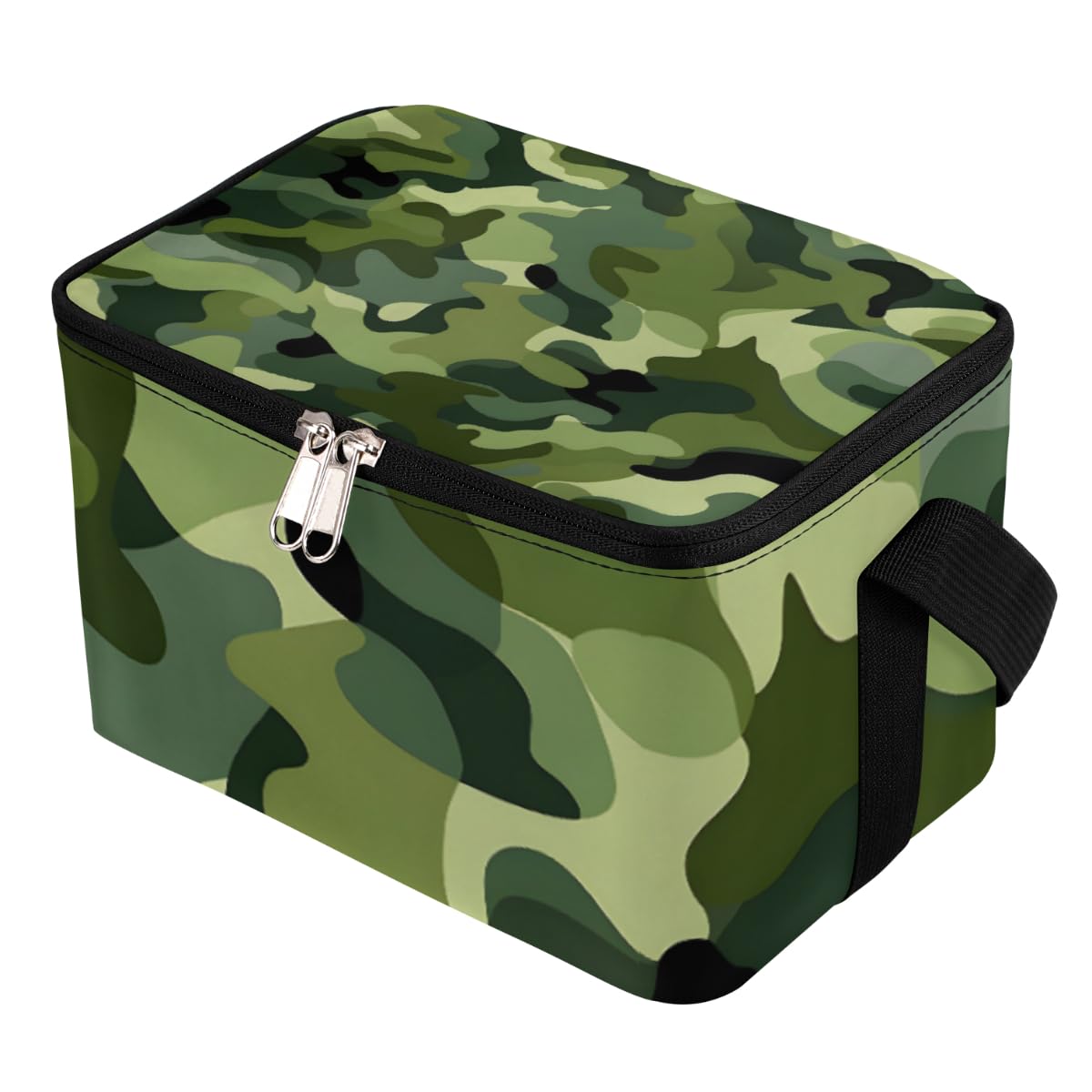 Lunch Bags for Women Men 9 Cans,Fashion Camouflage Green Hot & Cold Food Delivery Bag Insulated Grocery Bag Insulated Lunch Box Camo Skin Cooler Bag for Office Work Picnic Beach