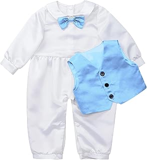 Agoky Baby,Clothing,Baby Boys 0-24m,Christening Gowns & Clothing Agoky Baby Boys Baptism Christening Outfits White Suit Long Sleeve Blessing Gowns with Waistcoat